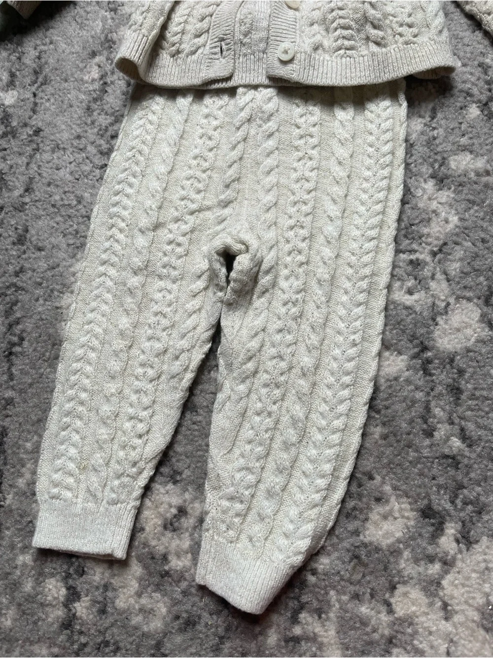 Cozy Cream Cable-Knit babyMatching Set - Cardigan & Pants 6 month baby